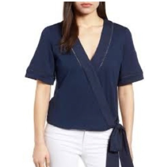 Caslon • tie front wrap top - Picture 1 of 12